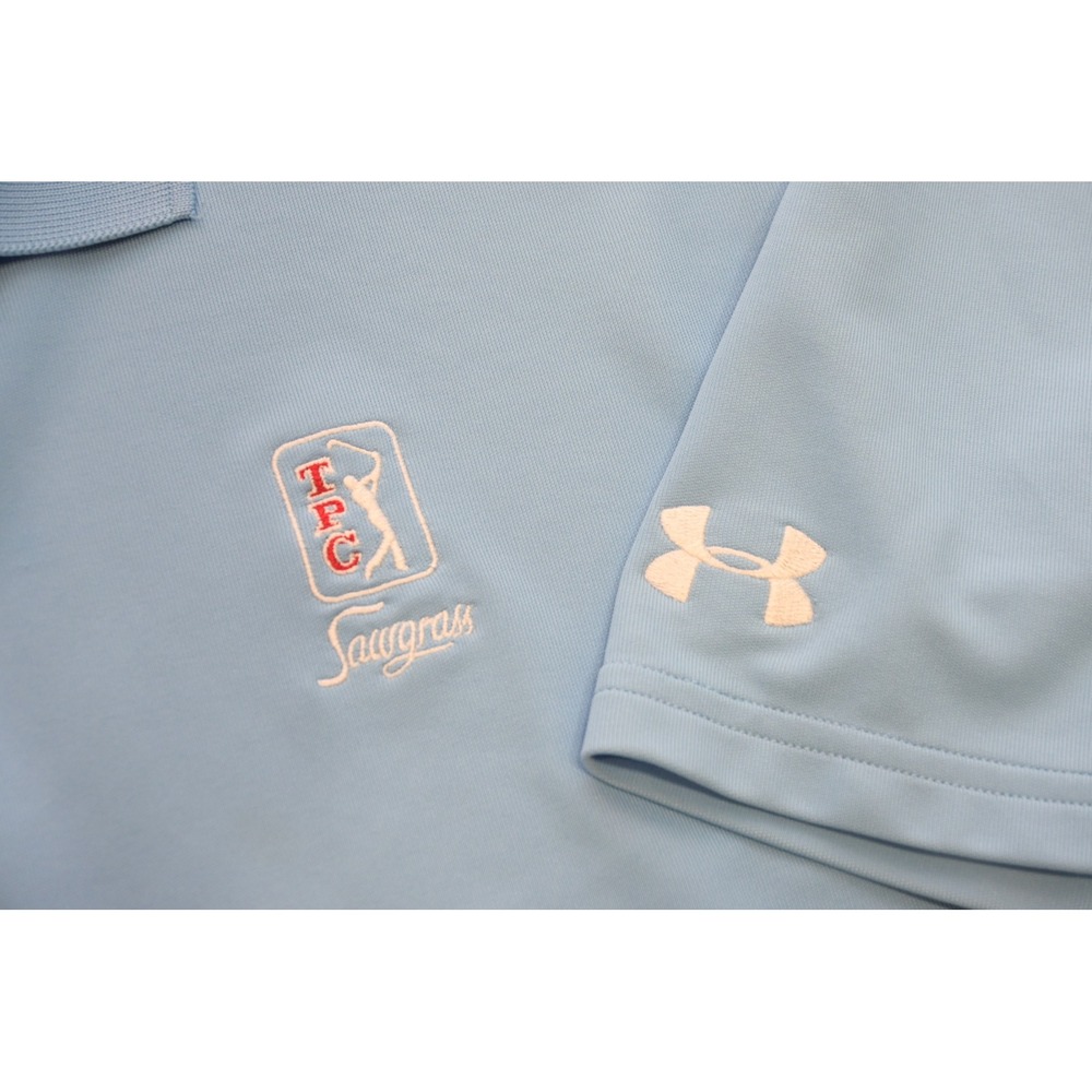 Under Armour TPC Sawgrass Golf Polo Mens Medium Blue Excellent Short Sleeve